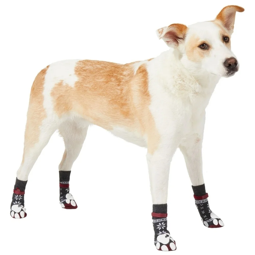 Chewy Frisco Dog Socks Small Breed Non-Skid Indoor Fair Isle Grey Size 2 NWT